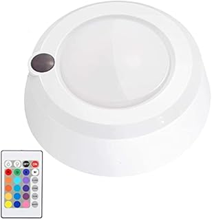 LUXSWAY Battery Powered Ceiling Light, Dimmable Shower Light with Remote, 16 RGB Colored Changing Mood Light, Wireless Overhead Light for Shower Bedroom Bathroom Closet Hallway -300Lumen 5.67In