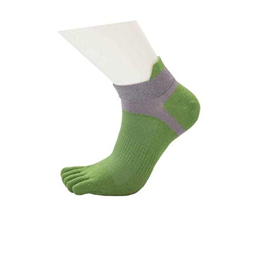 Qinfan Calcetines deportivos para hombre, con cinco dedos, de algodón, deportivos, para correr, con malla, verde, Talla única Cover