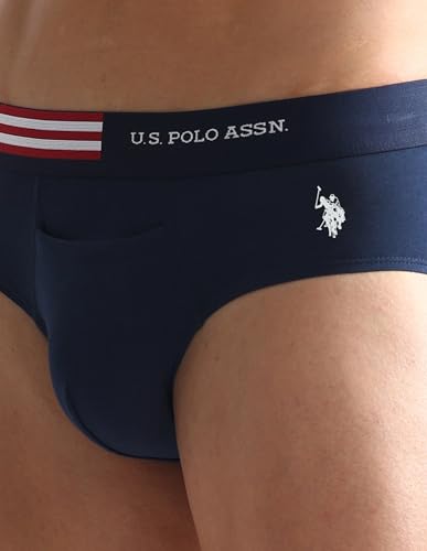 Image of U.S. Polo ASSN. Mens OEB06 Flag Waist Single Jersey Underwear Briefs - Pack of 2