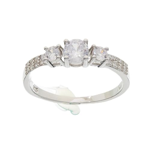 Bague silver Beneto éclats de cristal 56 mm anneau finition miroir
