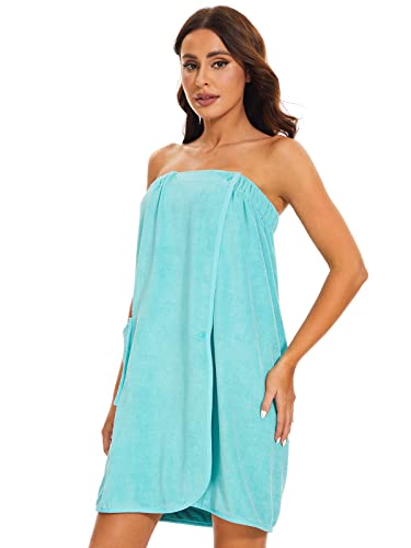 Image of Kniffi Shower Wrap Robe for Women Bath Body Towel Wrap Spa Soft bathrobe with Adjustable Snap Closure