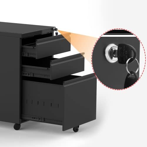 Miniatura 4 de Armario de almacenamiento de archivos rodantes con 3 cajones para oficina en casa, pequeño organizador de archivos apto para carpetas de cartas y