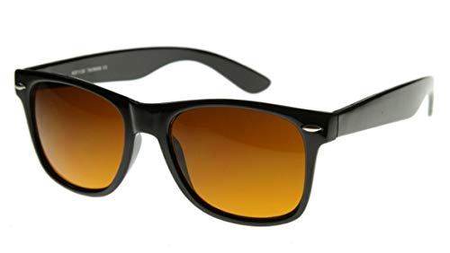 WebDeals Retro - Blue Blocking Driving Sunglasses Amber Tinted Lens (Black Matte, Blue Block Amber)……