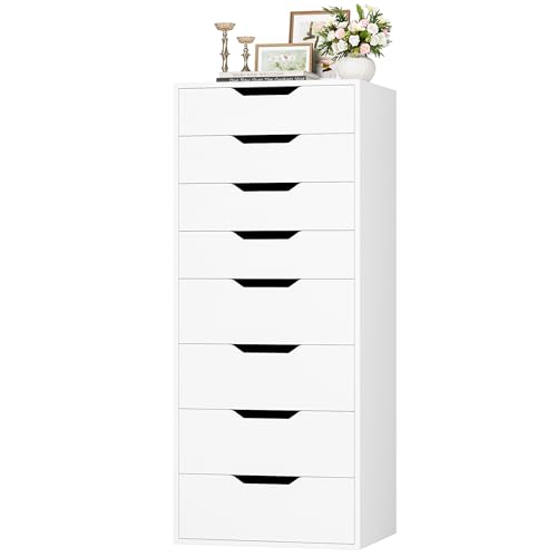 FACBOTALL Tall White Dresser, 8 Drawer Dresser with...