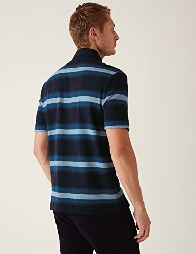 Image of Marks & Spencer Mens Striped Cotton Collared Neck Regular Fit Polo Shirt