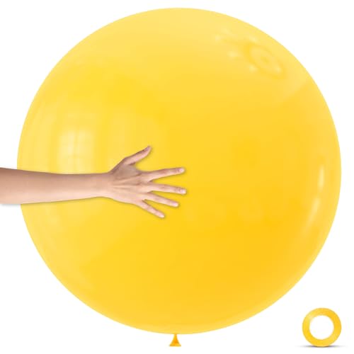 Image of 5Pcs Yellow Big Balloons 36 Inch, Round Large Latex Party Balloons for Birthday Wedding Decorations