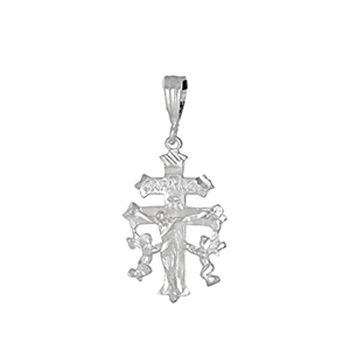 Blue Apple Co. Caravaca Cross Pendant 925 Sterling Silver Diamond Cut Charm 30mm Long