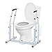 Ikodm Mobile Toiletten Aufstehhilfe Höhenverstellbar Toilettenstützgestell Rutschfest WC Stützgestell mit Ablagekorb Belastbar bis 200 kg, Weiß