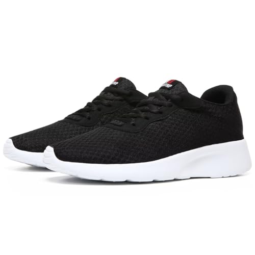 Womens Walking Shoes,Ultra Lightweight Breathable Tennis Running Shoes Mesh Non-Slip Casual Comfortable Fashion Sneakers Work Gym Workout Athletic Sport Cuhioning Trainers Black White Size 11