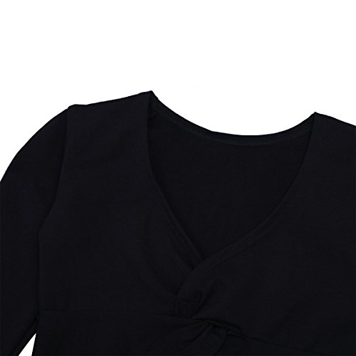 Hansber Kids Girls Ballte Dance Shirt Cardigan Classics Twist Knot Long Sleeve Cotton Wrap Top3