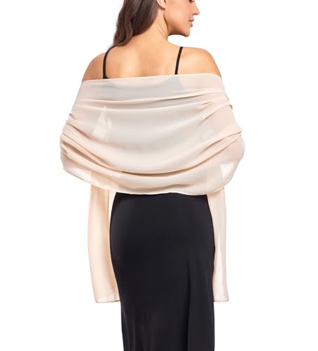 olyrjie Soft Chiffon Scarfs Shawls and Wraps for Evening Dresses Wedding Shawl Wraps Bridal Scarve for Women Champagne,one size