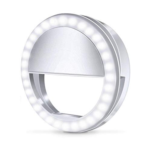 Clip on Selfie LED Ring Light for iPhone & Android, Vanjunn Selfie Ring Light with 36 LEDs Rechargeable Light (White Bright)