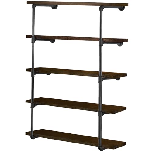 HITOMEN Industrial Iron Pipe Shelves, DIY Open Bookshelf Bookcase, Wall