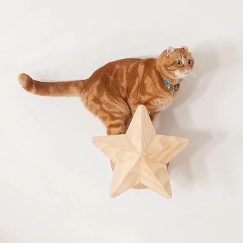 Estante de pared para gatos de madera con rascador estrella miniatura 5