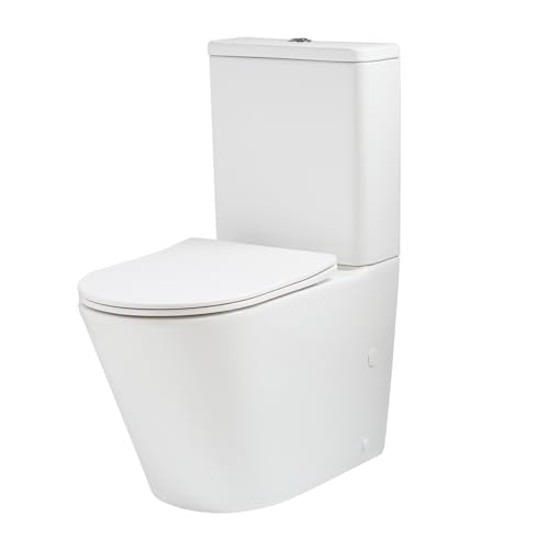 Milano Colby White Ceramic Close Coupled Toilet WC Soft Close Seat White Dual Flush Button
