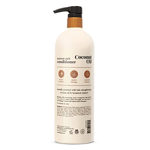 Oliology Nutrient Rich Coconut Oil Conditioner - Restores Vibrancy & Softens Hair | Repairs Damaged Dry Weak Hair | Intensely Hydrates | Botanically Infused | Paraben Free (32 Fl Oz) #TOP1