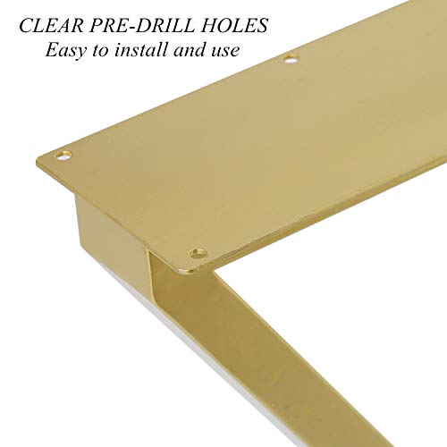 Image of HOMEKAYT Industrial Metal Table Legs (H28 x W24) Heavy Duty Modern Furniture Legs for DIY Use Set of 2 Desk Legs Multiple Uses for Dinning Table,Coffee Table,Kitchen Table-(Triangle-Shape,Gold)
