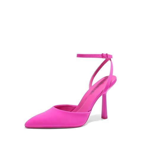 DREAM PAIRS High Heels for Women Closed Pointed Toe Dress Shoes for Women Ankle Strap Stiletto Heel Party Wedding Sexy Pump Shoes,Size 7.5,Hot Pink,SDPU2496W