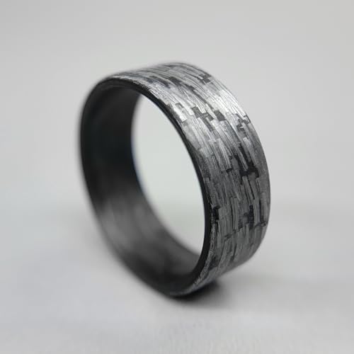 Handmade Ring Band - Men's or Women's Silver Texalium Ring with Carbon Fiber Interior, Matte Finish, Durable, Scratch Resistant, Waterproof, Sizes 4-16, Custom Band Widths3