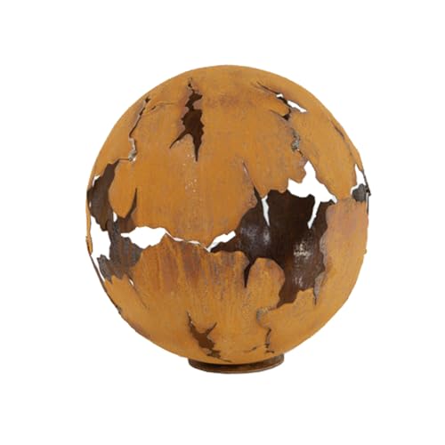 Feuerkugel Kugel mit Rissen D:40 cm auf Standplatte im Rost Design -...