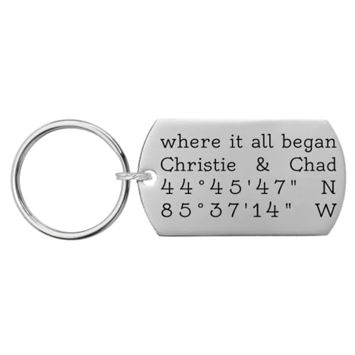 Personalized Coordinates Keychain for Couples Gift