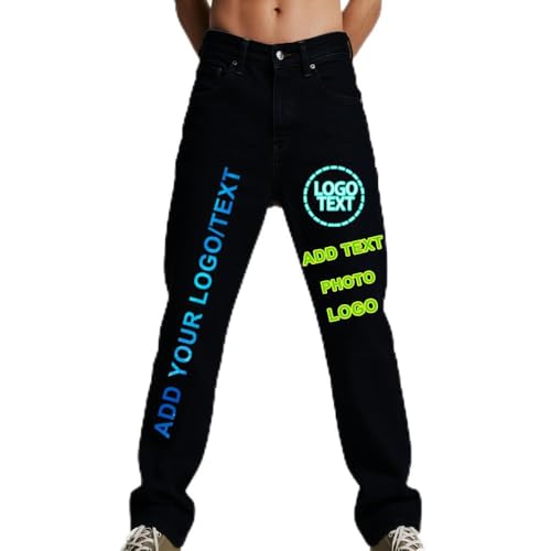 Custom Jeans Design Your Own Jean Add Photo/Text/Logo Customized Jeans for Men Women Personalized Classic Pant