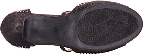 Cambridge Select Women's Open Toe Crisscross Strappy Crystal Rhinestone Mid Heel Sandal,9 B(M) US,Black Glitter - Image 3