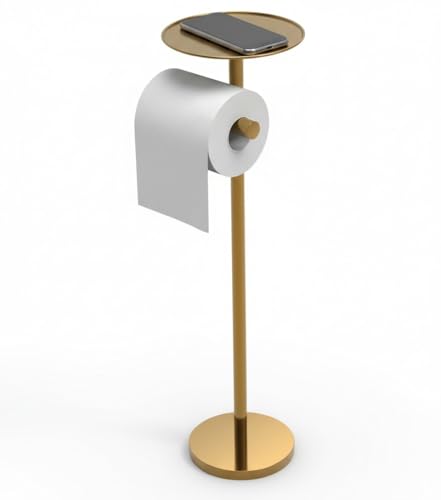 YUET Portarrollos de Papel Higiénico de Pie Oro, Dispensador Independiente de Acero Inoxidable, sin Necesidad de Taladra, Soporte para Papel higiénico con Almacenaje YUET Portarrollos de Papel Higiénico de Pie Oro, Dispensador Independiente de Acero Inoxidable, sin Necesidad de Taladra, Soporte para Papel higiénico con Almacenaje