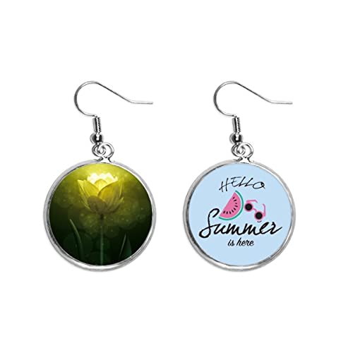 Pendientes de sandía y tulipán verde para lóbulos perforados en verano
