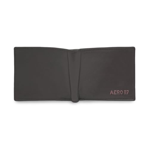 Image of Aeropostale Men's SLIMFOLD Wallet Malibu - Brown | Debossed Buff Leather | Ultra-Slim Profile | Ideal for Gifting