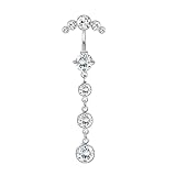 AWIEMIMGIMI New 2026 Fashion Stainless Steel Crystal Butterfly Star Belly Button Rings For Women Sexy Navel Dangling Ombligo Piercing Body Jewelry Accessories Creative Gift