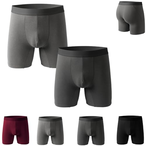 Mens Fleece Lined Thermal Underwear, Thermal Shorts Winter Warm Comfortable Sports Long Boxer Briefs for Men