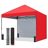 COOSHADE Pop Up Canopy Tent 10x10 with 2 Sidewalls, Outdoor Shade Instant Canopy Tents(Red)