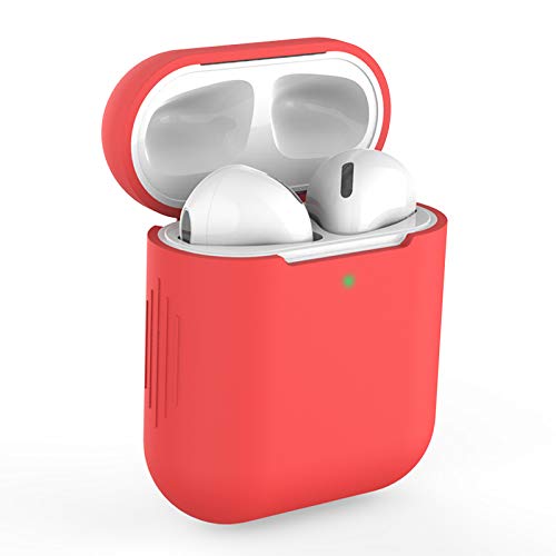 KOKOKA Custodia in Silicone Compatibile con AirPods 2 e 1, Silicone Protettiva Case Cover for Airpods 2 e 1, [LED anteriore Visibile] [Supporta la Ricarica Wireless] Rosso