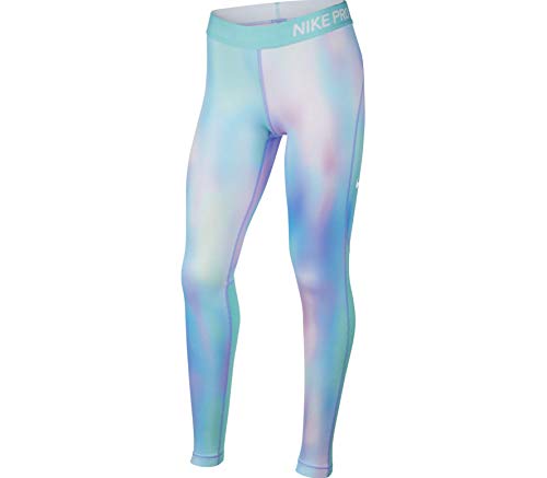Nike Girl's Pro Warm Printed Tights (Twilight Pulse/Light Aqua, Medium)