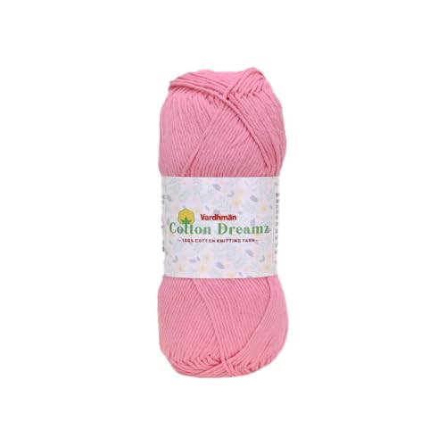 Image of Vardhman 100% Cotton Dreamz Light Weight Natural Thin Yarn | Pack-1 100g | Knitting & Crochet Projects | Soft Natural Yarn | Ideal for Garments, Summer Wear & Accessories | Blush Pink, CJL017