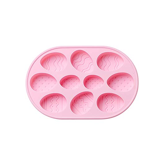 youeneom Easter Egg Shaped Silicone Mold, 10 Cavities Popsicle Molds Silicone Ice Pop Molds Oval, Easter Egg Chocolate Cake Mold Trays for Kids Handmade, DIY Ice Cream,Cake, Candy (Pink)