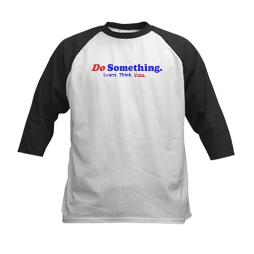 CafePress Do Something Kids Baseball Tee Kids Cotton Baseball Jersey, 3/4 Raglan Sleeve Shirt Black/White