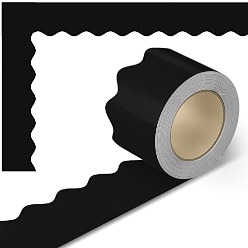 GMAOPHY Black Bulletin Borders Stickers, 66 ft cClassroom Decoration Borders for Bulletin Board/Black Board/Chalkboard/Whiteboard Trim, Teacher/Student Use for Holiday Classroom/School Decoration