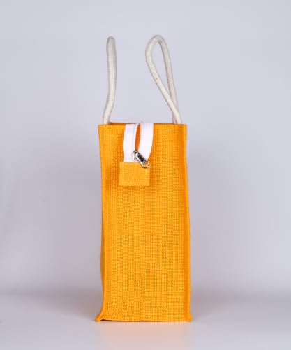 Image of Soman Jute Ecofriendly Return Gift Bags Peacock Printed Multicolor bags with Zip Pack of 10 Bags