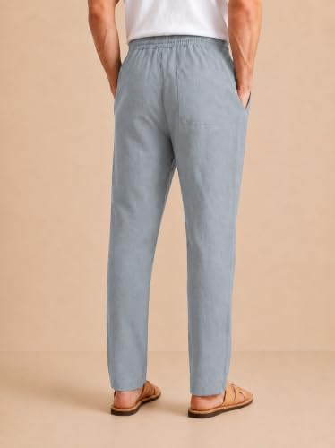 Image of TAGDO Cotton Linen Pants for Man | Lightweight & Breathable Fabric | Elastic with Drawstring | Straight Fit & One Side Zip Pocket | Casual, Holidays, Travel & Everyday Wear (2076)