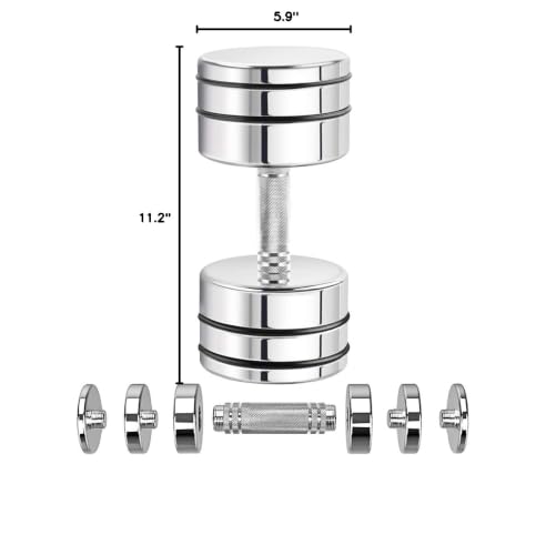 Image of Northdeer Steel Dumbbells Ultracompact & Adjustable Chrome Dumbbell with Foam Handles 5lb 10lb 15lb 20lb 30lb 50lb Home Gym Workout (Choice of Size)