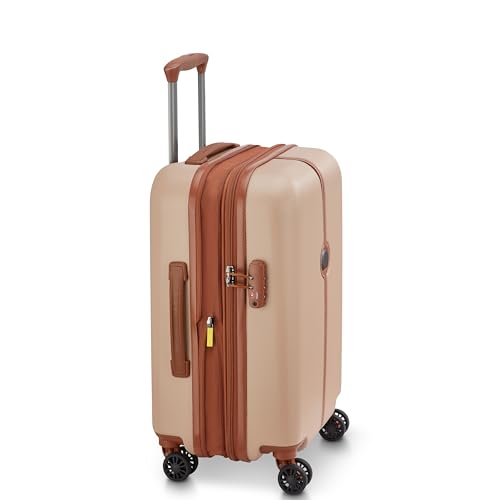 Image of DELSEY PARIS Lucette 55 cms Small Cabin ABS /Polycarbonate Hard Sided 8 Wheels and Expandable Spinner Suitcase /Trolley Bag for Travel with TSA Lock- Sand