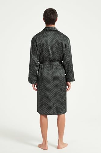 Image of Men's 100% Mulberry Silk Long Robe Kimono Paisley Print Bath Robe, Heavy Silk 19 Momme Dressing Gown
