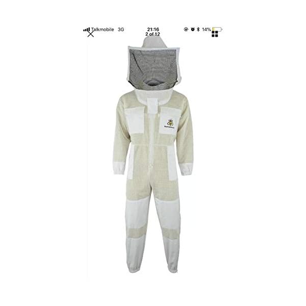 SRVWG – Ultra belüfteter Unisex Imkeranzug, Bienenschutz, 3-lagig, runder Schleier, Netzstoff mit gratis Handschuhen…