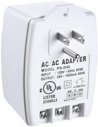 Hotop 1 Pack 24 Volt Transformer, 40 VA AC Transformer Plug in with PTC Fuse Compatible with Ring Doorbell and Thermostat, Compatible with Nest, Ecobee, Sensi/Honeywell/24V Adapter