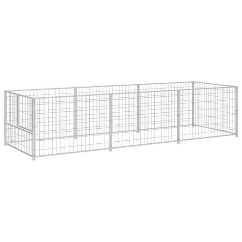 vidaXL Perrera Plateada 3 m² Acero Jaula Perros Recinto Cachorro Mascotas