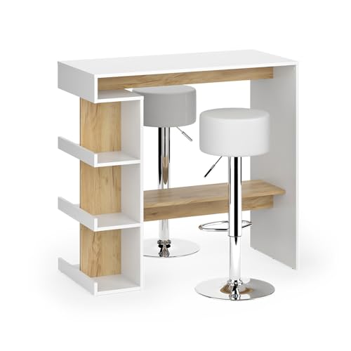 Vicco Bartisch-Set Dana, Weiß/Goldkraft Eiche, 108 x 50 cm mit...