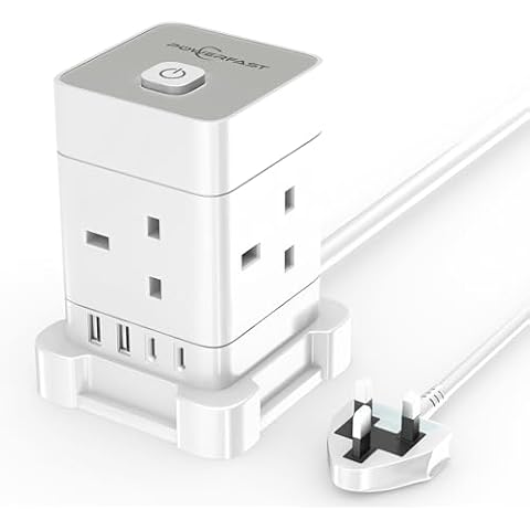 PowerFast 4 Way Multi Plug Extension Socket with USB Cover