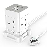 PowerFast 4 Way Multi Plug Extension Socket Power Strip, Cube Extension Lead with USB Slots, 2M USB Extension Cable,2 USB-C,2 USB-A, Child Safety Surge Protected Extension Cord with Switch (White, 2M)